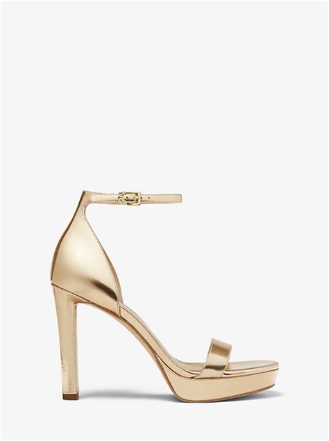 michael michael kors margot platform|Margot Metallic Leather Platform Sandal .